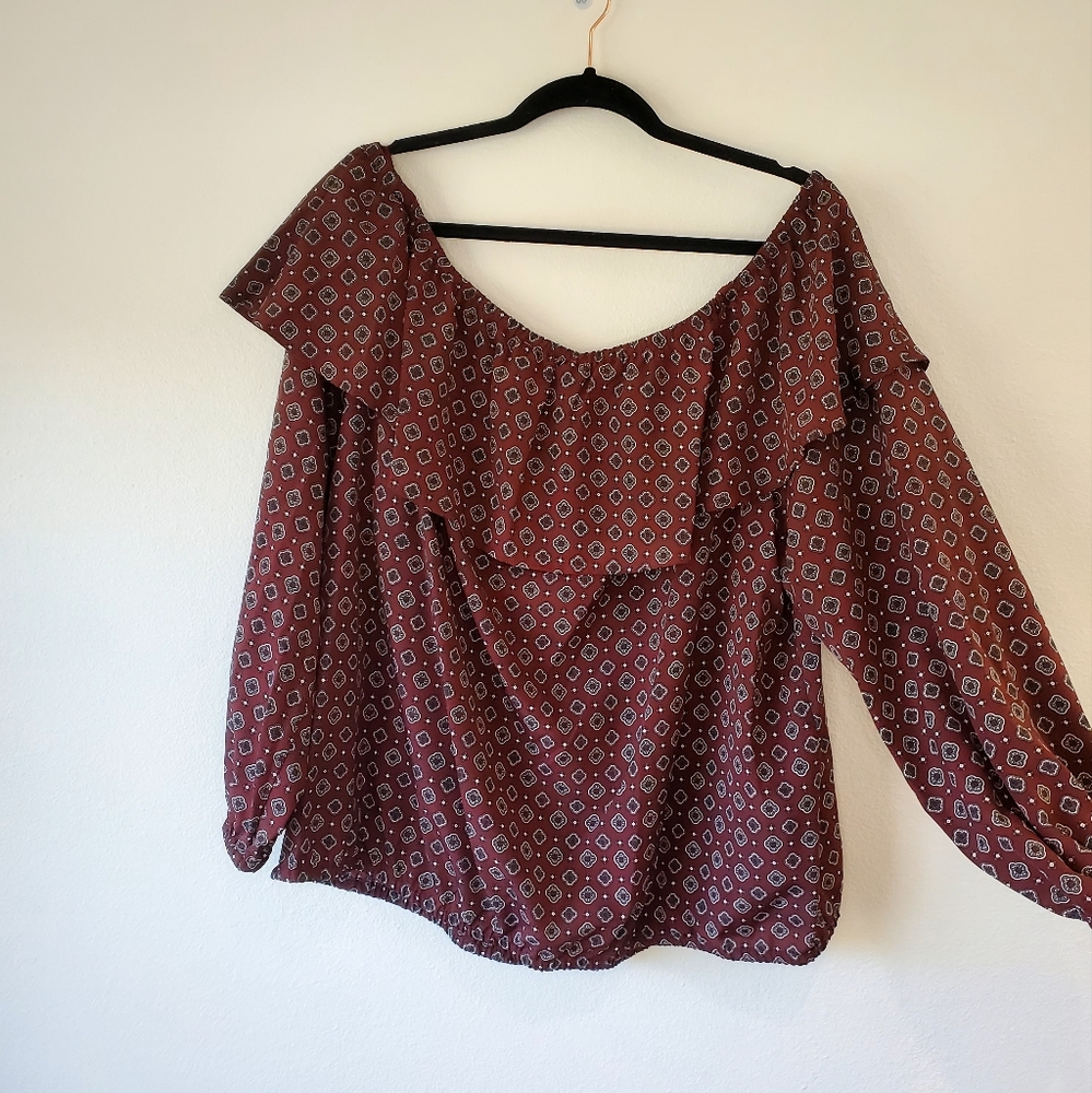 Michael Michael Kors Flutter Off Shoulder Peasant Blouse Size 3X - Picture 4 of 8